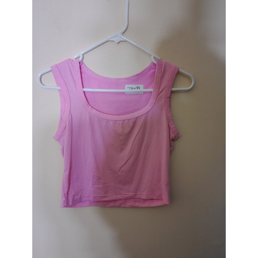 Unbranded Tank Top Women Small Pink Vtg Inspo Scoop Neck Cropped Slim Y2K 2308